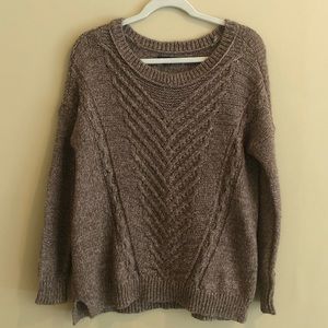 AEO Long Brown Cable-Knit Sweater